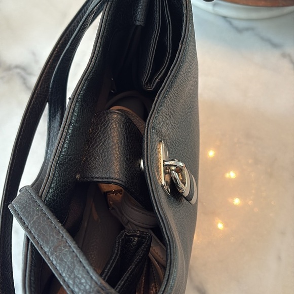 Kenneth Cole Reaction Black Pebbled Leather Tote - Picture 10 of 12